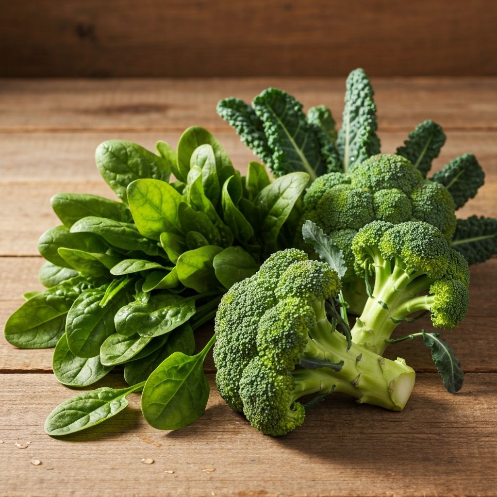 Fresh green vegetables rich in B vitamins